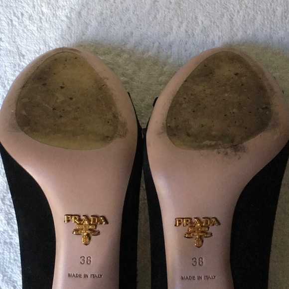 Prada 'Calzature Donna' Black Suede Open-Toe Heels (38 / US 8) - Picture 10 of 11